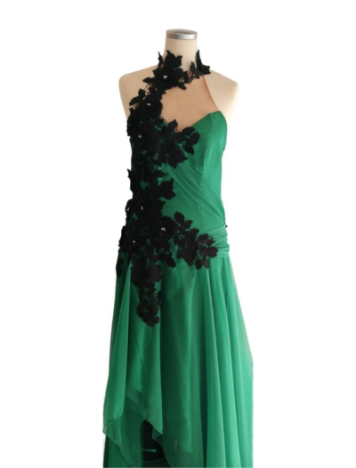 Green with Black Lace Flowers