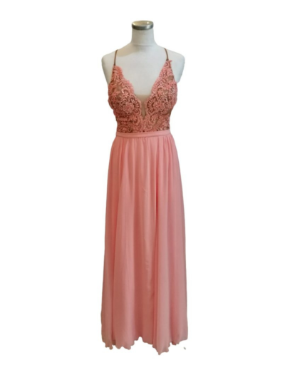Pink V Neck Lace Bodice