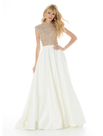 Stoned Nude Bodice White Skirt dress