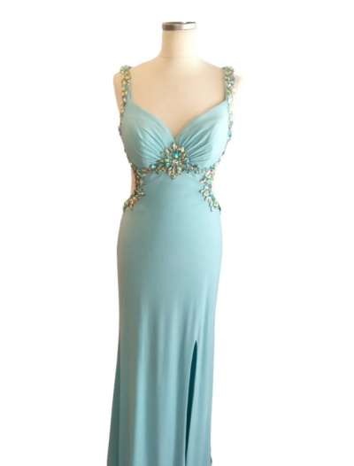Blue Ice V Neck with Slit