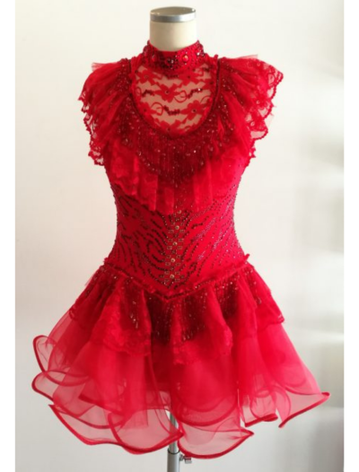 Frill Collar Lace Latin Dress