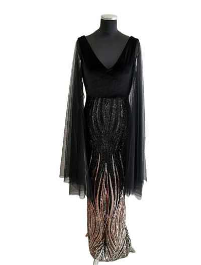 Black and Rose Gold Beaded Long Sleeved