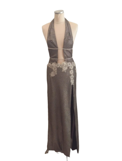 Black And Silver Deep V
