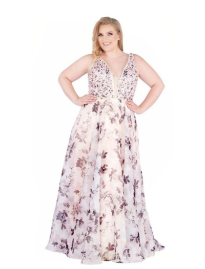 White with Lilac Flower Print