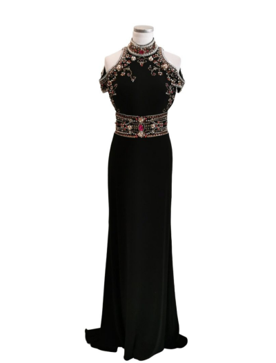 Black with Colored Stone Top High Neck