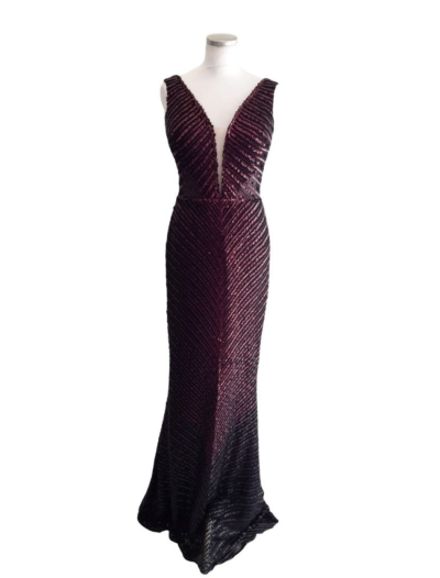 Black with Burgundy Sequins