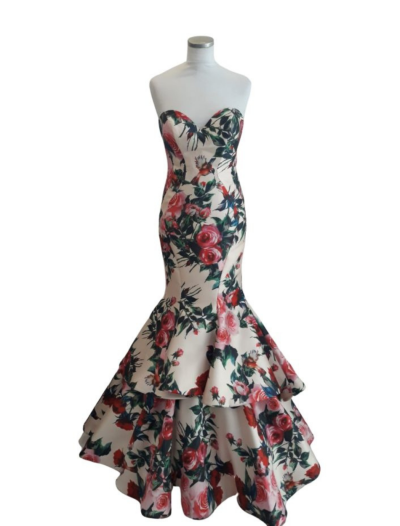Bold Bird and Flower Print Mermaid