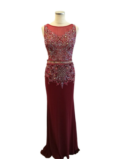 Burgundy Beaded Bodice