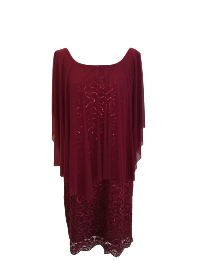 Burgundy Lace with Mesh Overlay