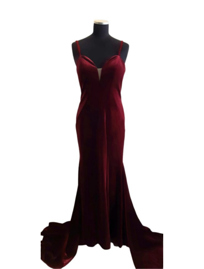 Burgundy Velvet with Train