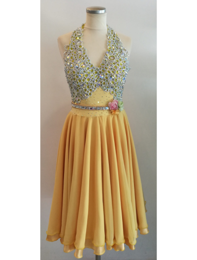 Halter Neck Beaded Chiffon Ballroom