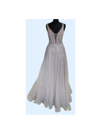 Silver Beaded Deep V Body Mesh