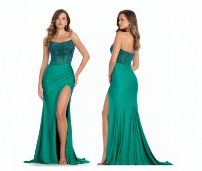 Green Boned corset With Slit