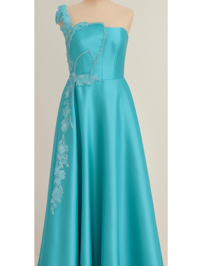 Turquoise One Shoulder Dress