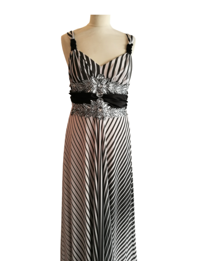 Black & White Stripe Embellished Waistband