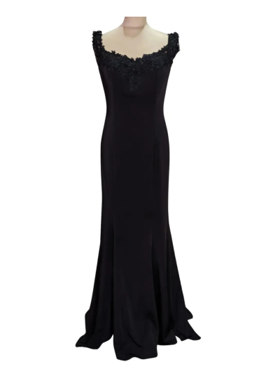 Black Off Shoulder Flower Edge